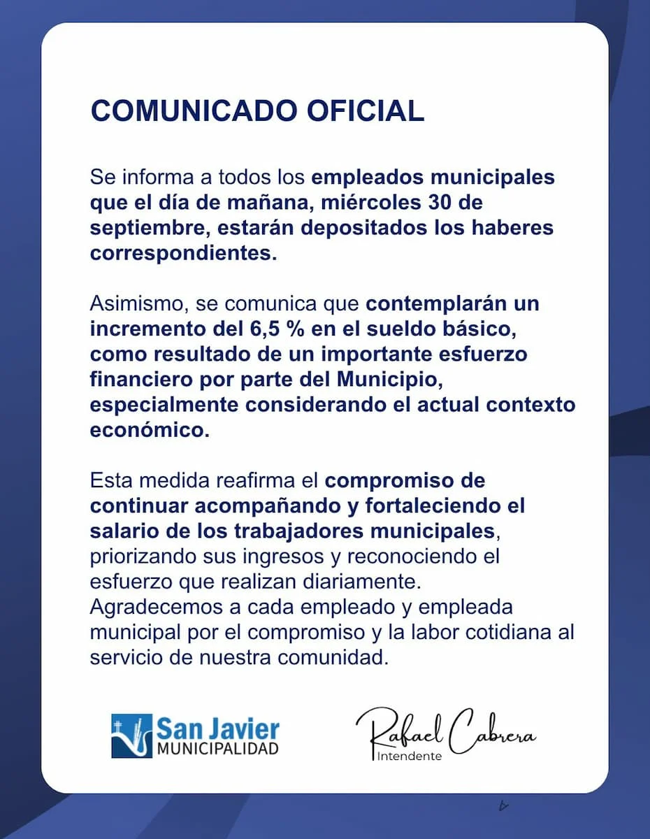 comunicado Municipalidad de San Javier