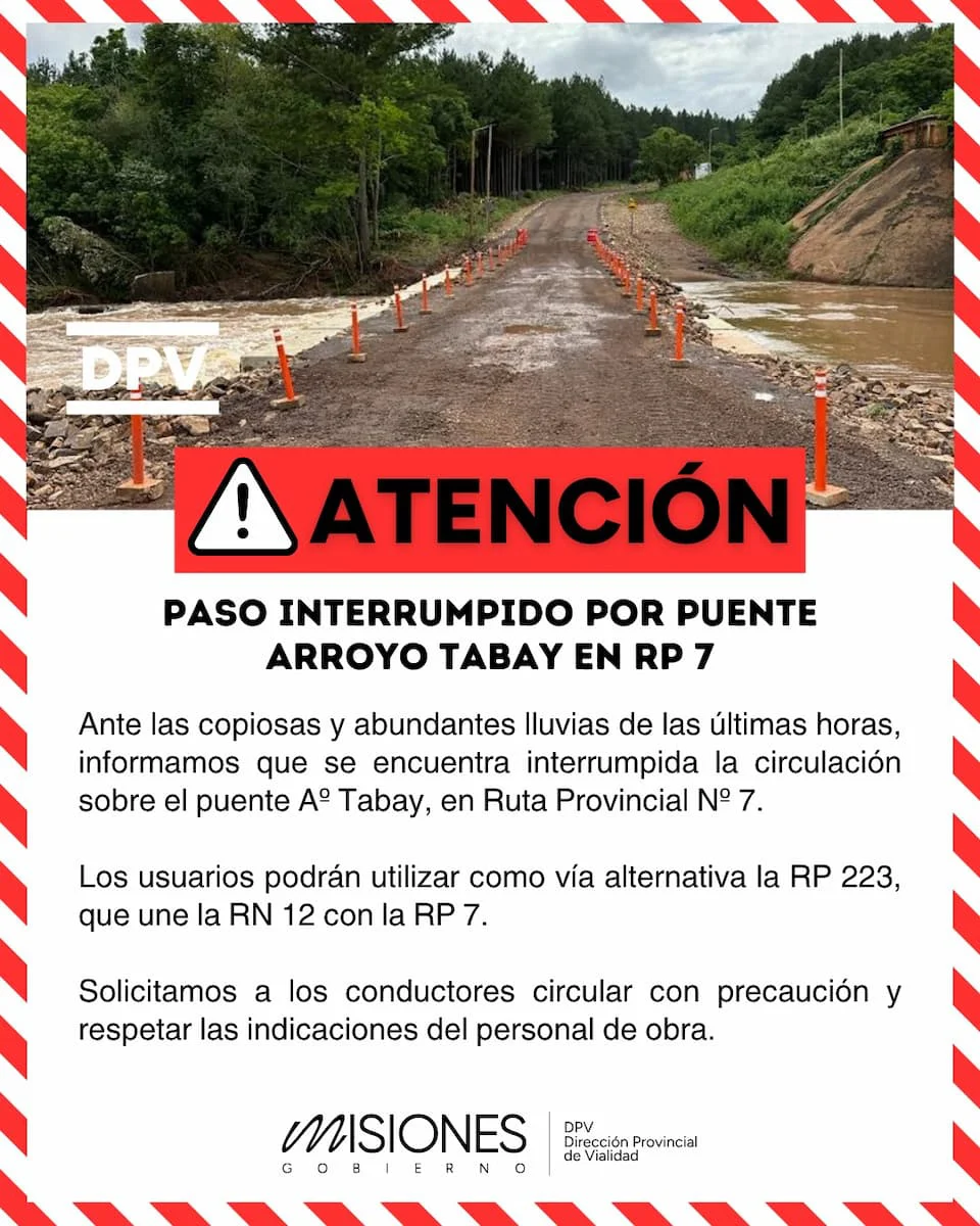 AVISO CORTE RP 7 PUENTE ARROYO TABAY