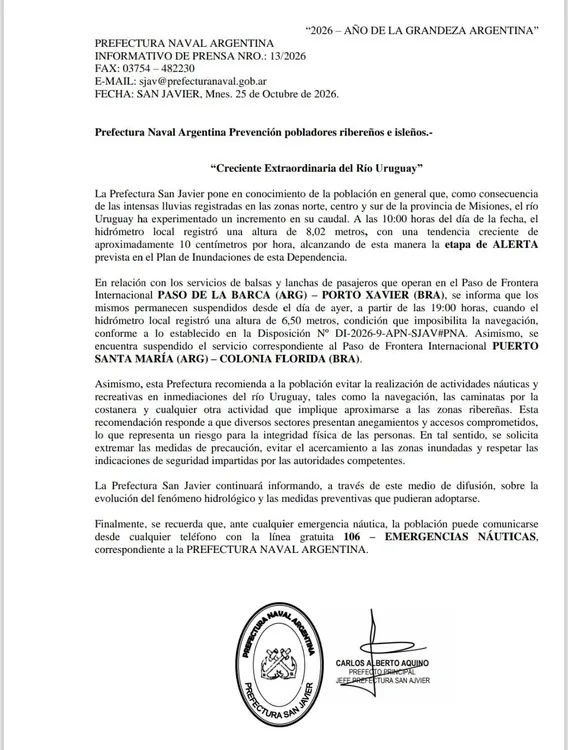 Comunicado Prefectura 