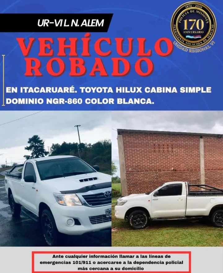 Hilux Robada en Itacaruare 
