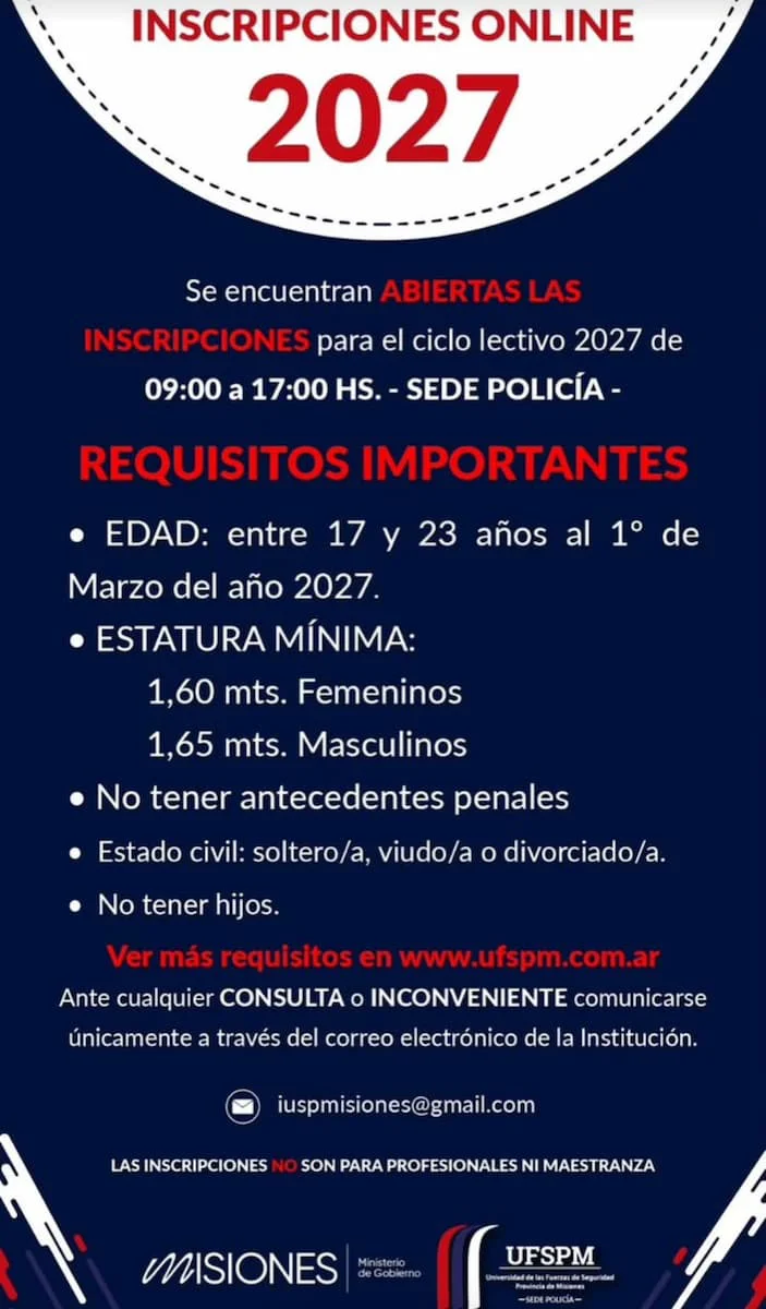 Inscripción Policía de Misiones 